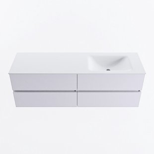 MONDIAZ VICA 150cm badmeubel onderkast Cale 4 lades. Wastafel CLOUD rechts 1 kraangat, kleur Talc.