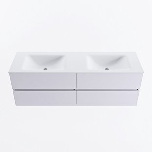 MONDIAZ VICA 150cm badmeubel onderkast Cale 4 lades. Wastafel CLOUD dubbel 2 kraangaten, kleur Talc.