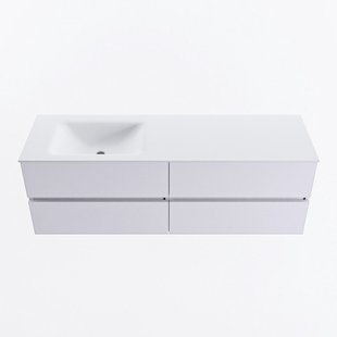 MONDIAZ VICA 150cm badmeubel onderkast Cale 4 lades. Wastafel CLOUD links zonder kraangat, kleur Talc.