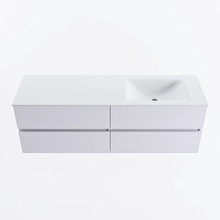 MONDIAZ VICA 150cm badmeubel onderkast Cale 4 lades. Wastafel CLOUD rechts zonder kraangat, kleur Talc.