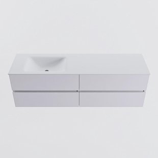 MONDIAZ VICA 160cm badmeubel onderkast Cale 4 lades. Wastafel CLOUD links 1 kraangat, kleur Talc.