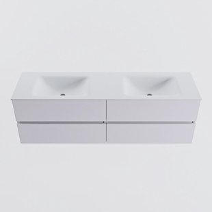 MONDIAZ VICA 160cm badmeubel onderkast Cale 4 lades. Wastafel CLOUD dubbel 2 kraangaten, kleur Talc.