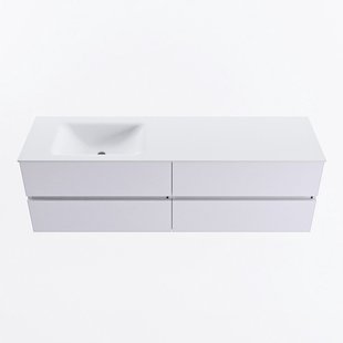 MONDIAZ VICA 160cm badmeubel onderkast Cale 4 lades. Wastafel CLOUD links zonder kraangat, kleur Talc.