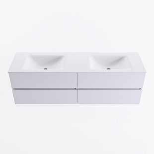 MONDIAZ VICA 160cm badmeubel onderkast Cale 4 lades. Wastafel CLOUD dubbel zonder kraangat, kleur Talc.