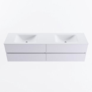 MONDIAZ VICA 180cm badmeubel onderkast Cale 4 lades. Wastafel CLOUD dubbel zonder kraangat, kleur Talc.