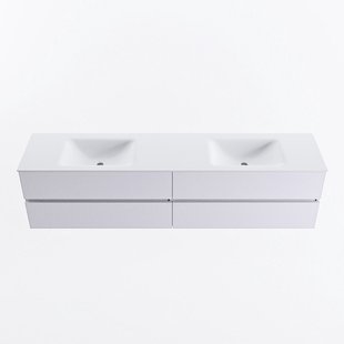 MONDIAZ VICA 200cm badmeubel onderkast Cale 4 lades. Wastafel CLOUD dubbel 2 kraangaten, kleur Talc.