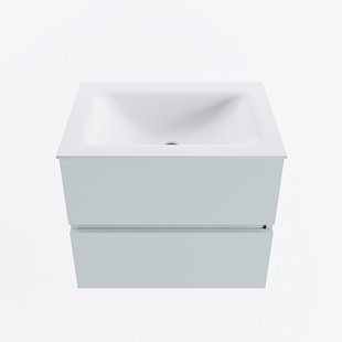 MONDIAZ VICA 60cm badmeubel onderkast Clay 2 lades. Wastafel CLOUD midden 1 kraangat, kleur Talc.