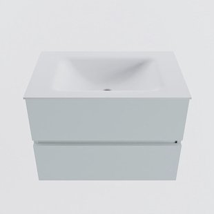 MONDIAZ VICA 70cm badmeubel onderkast Clay 2 lades. Wastafel CLOUD midden zonder kraangat, kleur Talc.