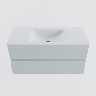 MONDIAZ VICA 100cm badmeubel onderkast Clay 2 lades. Wastafel CLOUD midden 1 kraangat, kleur Talc.