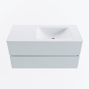 MONDIAZ VICA 100cm badmeubel onderkast Clay 2 lades. Wastafel CLOUD rechts 1 kraangat, kleur Talc.