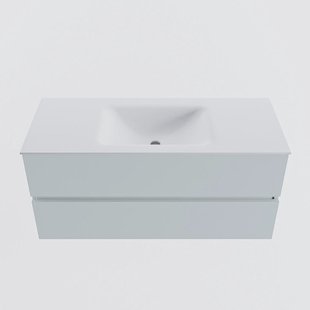 MONDIAZ VICA 110cm badmeubel onderkast Clay 2 lades. Wastafel CLOUD midden 1 kraangat, kleur Talc.