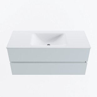 MONDIAZ VICA 110cm badmeubel onderkast Clay 2 lades. Wastafel CLOUD midden zonder kraangat, kleur Talc.