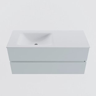 MONDIAZ VICA 110cm badmeubel onderkast Clay 2 lades. Wastafel CLOUD links zonder kraangat, kleur Talc.