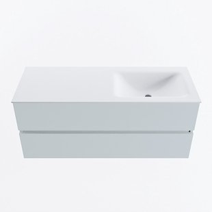 MONDIAZ VICA 120cm badmeubel onderkast Clay 2 lades. Wastafel CLOUD rechts 1 kraangat, kleur Talc.