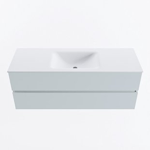 MONDIAZ VICA 130cm badmeubel onderkast Clay 2 lades. Wastafel CLOUD midden 1 kraangat, kleur Talc.