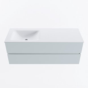 MONDIAZ VICA 130cm badmeubel onderkast Clay 2 lades. Wastafel CLOUD links 1 kraangat, kleur Talc.