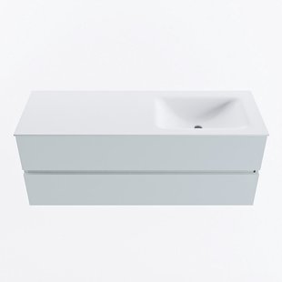 MONDIAZ VICA 130cm badmeubel onderkast Clay 2 lades. Wastafel CLOUD rechts 1 kraangat, kleur Talc.