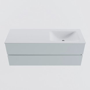 MONDIAZ VICA 130cm badmeubel onderkast Clay 2 lades. Wastafel CLOUD rechts zonder kraangat, kleur Talc.