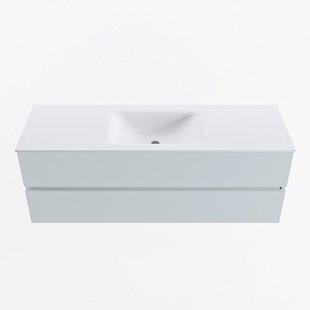 MONDIAZ VICA 140cm badmeubel onderkast Clay 2 lades. Wastafel CLOUD midden 1 kraangat, kleur Talc.