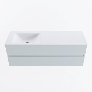 MONDIAZ VICA 140cm badmeubel onderkast Clay 2 lades. Wastafel CLOUD links 1 kraangat, kleur Talc.