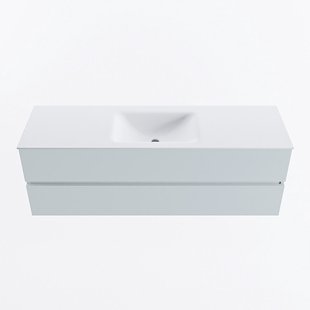 MONDIAZ VICA 150cm badmeubel onderkast Clay 2 lades. Wastafel CLOUD midden 1 kraangat, kleur Talc.
