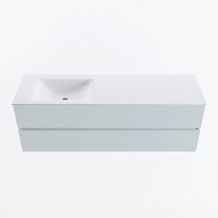MONDIAZ VICA 150cm badmeubel onderkast Clay 2 lades. Wastafel CLOUD links 1 kraangat, kleur Talc.