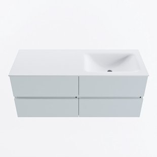 MONDIAZ VICA 120cm badmeubel onderkast Clay 4 lades. Wastafel CLOUD rechts 1 kraangat, kleur Talc.