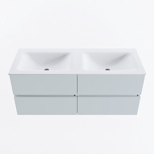 MONDIAZ VICA 120cm badmeubel onderkast Clay 4 lades. Wastafel CLOUD dubbel zonder kraangat, kleur Talc.