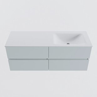 MONDIAZ VICA 130cm badmeubel onderkast Clay 4 lades. Wastafel CLOUD rechts 1 kraangat, kleur Talc.