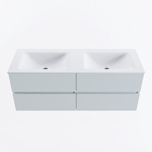 MONDIAZ VICA 130cm badmeubel onderkast Clay 4 lades. Wastafel CLOUD dubbel 2 kraangaten, kleur Talc.