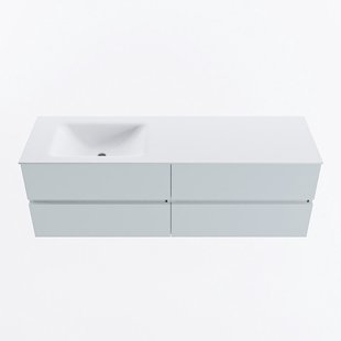 MONDIAZ VICA 150cm badmeubel onderkast Clay 4 lades. Wastafel CLOUD links 1 kraangat, kleur Talc.