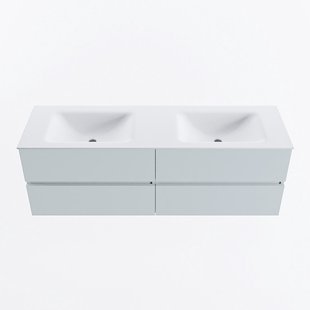 MONDIAZ VICA 150cm badmeubel onderkast Clay 4 lades. Wastafel CLOUD dubbel 2 kraangaten, kleur Talc.