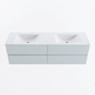 MONDIAZ VICA 160cm badmeubel onderkast Clay 4 lades. Wastafel CLOUD dubbel 2 kraangaten, kleur Talc.