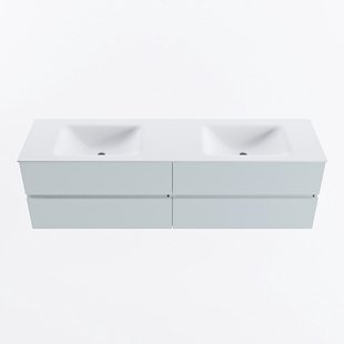 MONDIAZ VICA 170cm badmeubel onderkast Clay 4 lades. Wastafel CLOUD dubbel 2 kraangaten, kleur Talc.