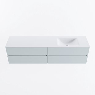 MONDIAZ VICA 190cm badmeubel onderkast Clay 4 lades. Wastafel CLOUD rechts zonder kraangat, kleur Talc.