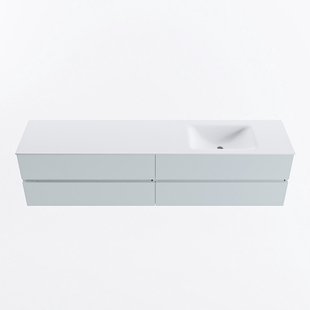 MONDIAZ VICA 200cm badmeubel onderkast Clay 4 lades. Wastafel CLOUD rechts 1 kraangat, kleur Talc.