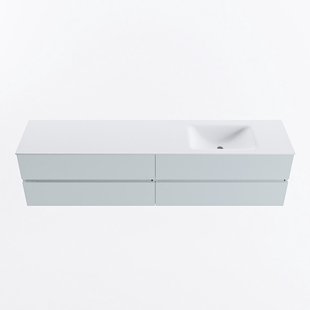 MONDIAZ VICA 200cm badmeubel onderkast Clay 4 lades. Wastafel CLOUD rechts zonder kraangat, kleur Talc.