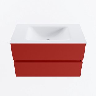 MONDIAZ VICA 80cm badmeubel onderkast Fire 2 lades. Wastafel CLOUD midden zonder kraangat, kleur Talc.