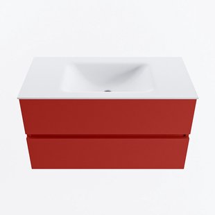 MONDIAZ VICA 90cm badmeubel onderkast Fire 2 lades. Wastafel CLOUD midden zonder kraangat, kleur Talc.