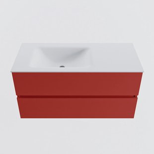 MONDIAZ VICA 100cm badmeubel onderkast Fire 2 lades. Wastafel CLOUD links 1 kraangat, kleur Talc.