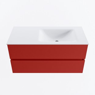 MONDIAZ VICA 100cm badmeubel onderkast Fire 2 lades. Wastafel CLOUD rechts 1 kraangat, kleur Talc.