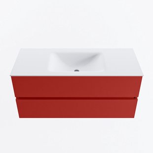 MONDIAZ VICA 110cm badmeubel onderkast Fire 2 lades. Wastafel CLOUD midden 1 kraangat, kleur Talc.