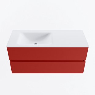 MONDIAZ VICA 110cm badmeubel onderkast Fire 2 lades. Wastafel CLOUD links 1 kraangat, kleur Talc.