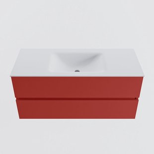 MONDIAZ VICA 110cm badmeubel onderkast Fire 2 lades. Wastafel CLOUD midden zonder kraangat, kleur Talc.