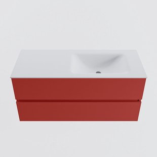 MONDIAZ VICA 110cm badmeubel onderkast Fire 2 lades. Wastafel CLOUD rechts zonder kraangat, kleur Talc.