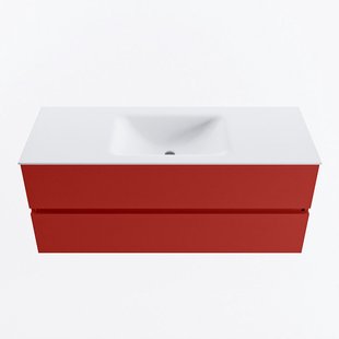 MONDIAZ VICA 120cm badmeubel onderkast Fire 2 lades. Wastafel CLOUD midden 1 kraangat, kleur Talc.