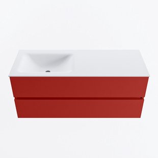 MONDIAZ VICA 120cm badmeubel onderkast Fire 2 lades. Wastafel CLOUD links zonder kraangat, kleur Talc.