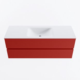 MONDIAZ VICA 130cm badmeubel onderkast Fire 2 lades. Wastafel CLOUD midden 1 kraangat, kleur Talc.