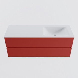 MONDIAZ VICA 130cm badmeubel onderkast Fire 2 lades. Wastafel CLOUD rechts 1 kraangat, kleur Talc.