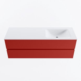 MONDIAZ VICA 140cm badmeubel onderkast Fire 2 lades. Wastafel CLOUD rechts 1 kraangat, kleur Talc.